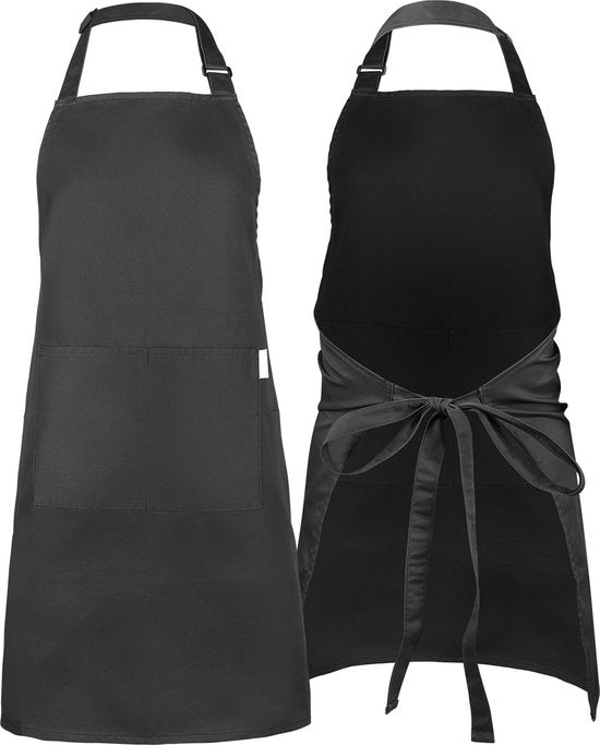 Tablier de cuisine - Résistant à l'eau et à la saleté - Tablier de cuisine professionnel - Tablier pour dames et messieurs - Tablier de traiteur - Unisexe - Boucle réglable - Compartiments extra-larges - Gris