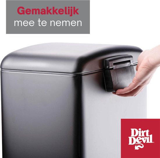 Poubelle à pédale Dirt Devil 30 litres - Mécanisme « Soft Close » - Poubelle avec bac amovible - pour la cuisine et la salle de bains - 34,5 x 32,5 x 61,5 - Acier inoxydable - Noir