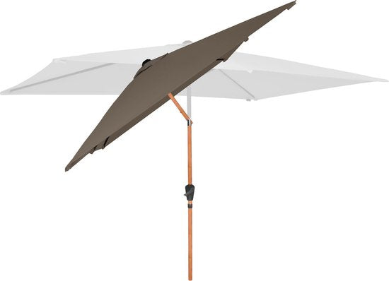 VONROC Premium Parasol Stick Rapallo 200x300cm - Housse de protection incluse - Parasol rectangulaire - Inclinable - Toile résistante aux UV - Aspect bois - Taupe