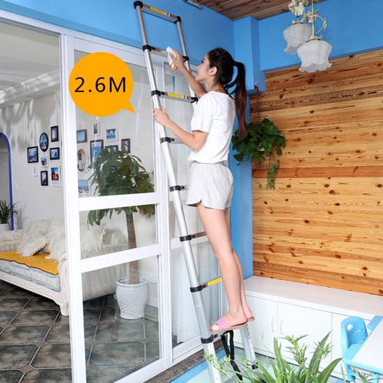 Échelle télescopique - Échelle télescopique pliante - Hauteur de travail - Aluminium - Convient à un usage privé et professionnel - Échelle télescopique pliante - Charge maximale : 150 kg