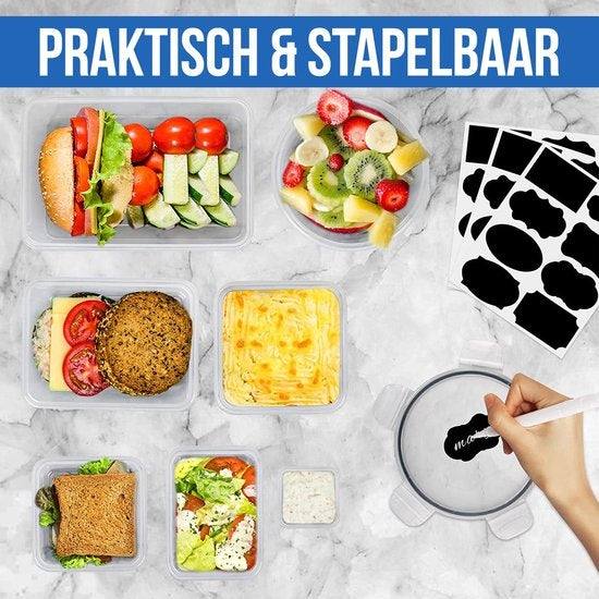 Récipients de conservation Strex - avec couvercle - plastique -  Ensemble de 18 pièces - Transparent