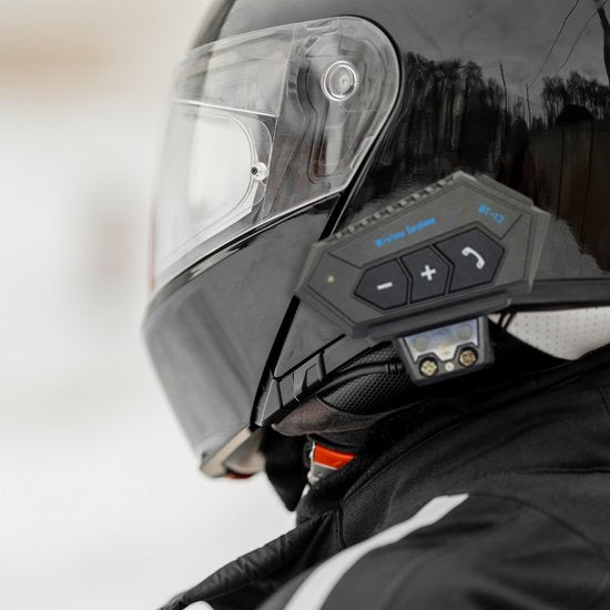 Casque de moto avec kit mains libres Bluetooth - Avec microphone pour casque - Étanche - Taille universelle