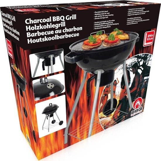Barbecue au Charbon BBQ Collection - Avec Couvercle et Bac à Cendres - Ø 45 cm – Noir