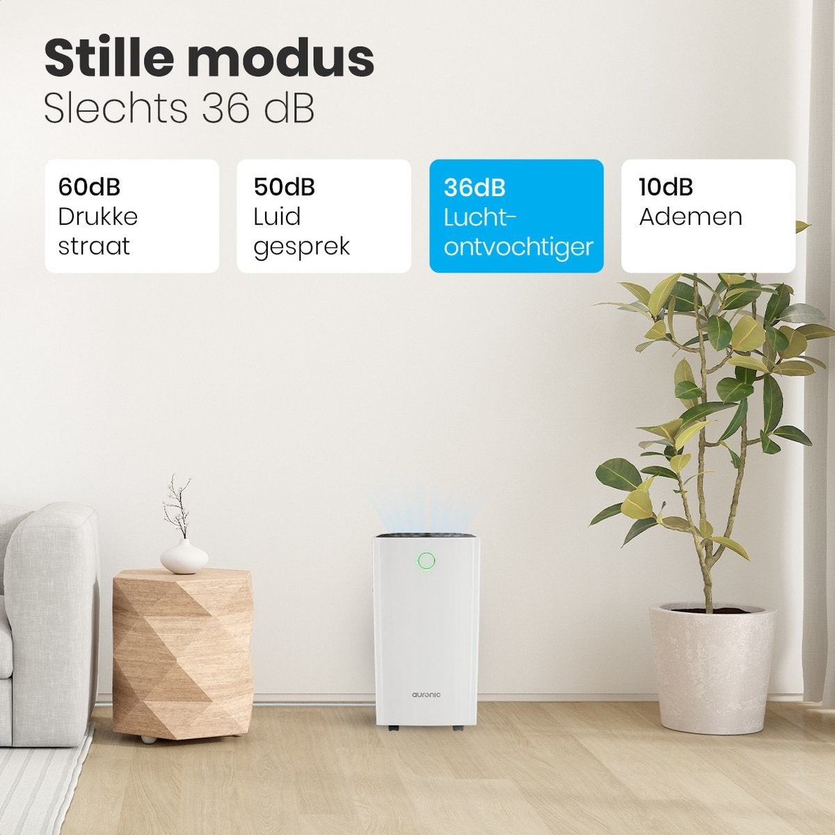 Déshumidificateur Auronic - 12 litres par jour - Fonction Lavage-Séchage - 185 W - 30,5 x 26,5 x 52 cm - Blanc