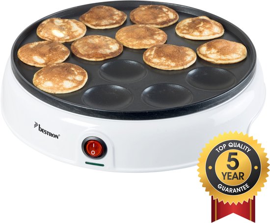 Poêle à poffertjes Bestron - APFM700W - 800 W - Appareil à poffertjes - Électrique - Blanc - Garantie de 5 ans