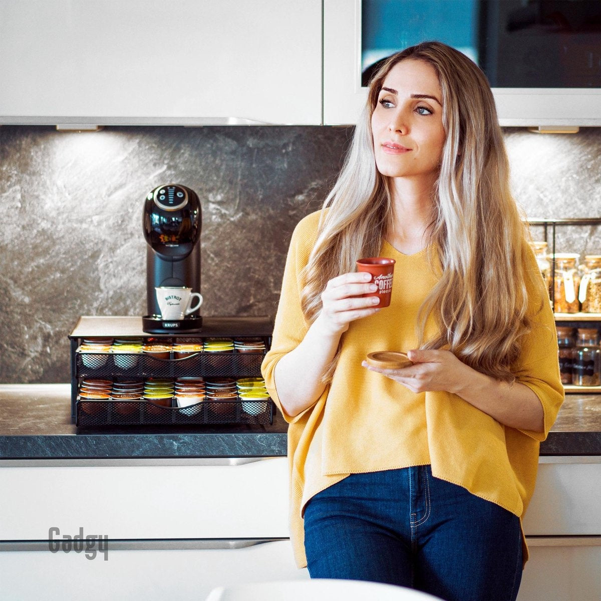 Adapté aux porte-capsules Dolce Gusto - Porte-capsules à café avec 2 tiroirs - 72 porte-capsules Dolce Gusto - antidérapant et anti-vibrations - cadeau de la fête des pères