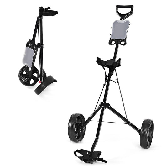 Chariot de golf 2 roues en acier pliable Coast avec porte-carte de score - Noir - 140 x 63,5 x 113 cm