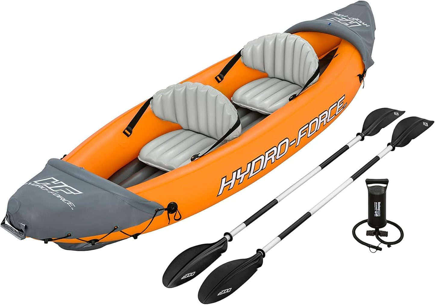 Hydro-Force Rapid - Kayak gonflable pour 2 personnes - avec sièges - dossier - pagaies - pompe à main - et sac de transport - orange