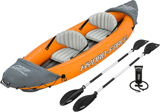 Hydro-Force Rapid - Kayak gonflable pour 2 personnes - avec sièges - dossier - pagaies - pompe à main - et sac de transport - orange