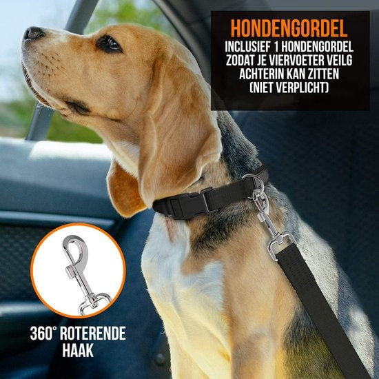 Strex Couverture pour chien Siège arrière et coffre de la voiture - 137 x 147 CM - Housse de protection - Tapis pour chien - Tapis de voiture Siège arrière - Laisse pour chien et sac de rangement inclus - NOIR