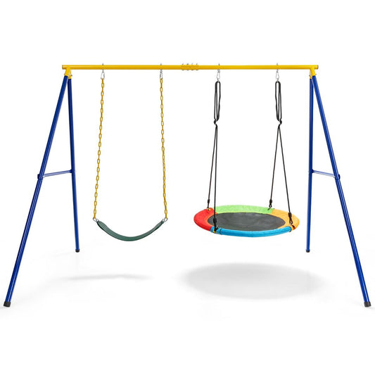 Balançoire Coast pour enfants Vert/Noir - 257 x 183 x 183 cm - Avec 2 balançoires