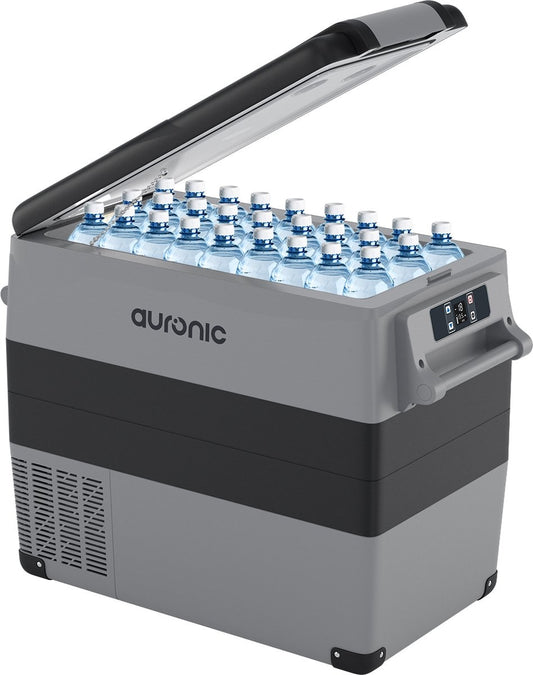 Glacière électrique à compresseur Auronic - 49.5L - Chargeur voiture 12V Prise de courant 230V - Gris