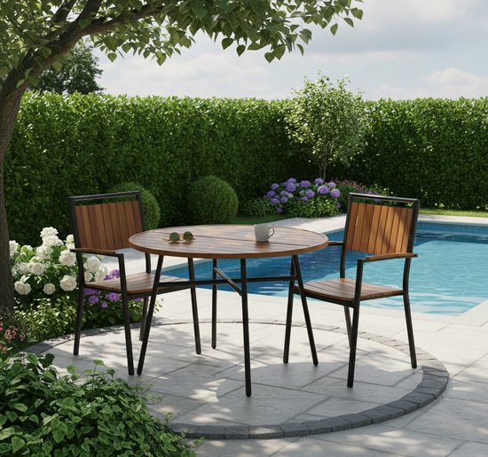 VDD - Table de jardin - Table d'extérieur - Table ronde - Aluminium - 100 x 73,5 cm