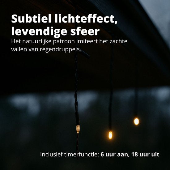 FlinQ 144 LED Warm White Icicle Lights - lumières de Noël - lumières de Noël extérieures - lumière blanche chaude - 14 mètres (4,2 mètres de lumières)