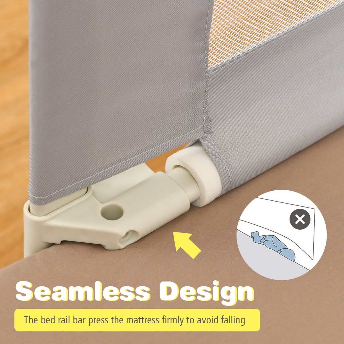 Coast Bed Rail Lockable 176.5 x 25 x 101.5 cm Grey - 24 hauteurs réglables et poche latérale