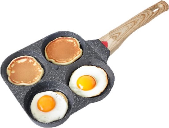 Poêle à crêpes américaine - Poêle à crêpes - Poêle à omelette - 4 compartiments - Diamètre 9 cm - Revêtement antiadhésif
