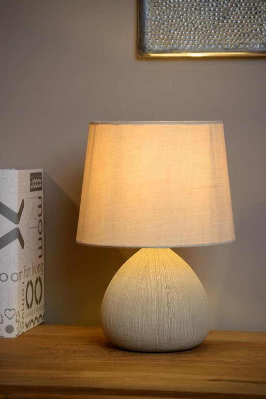 Lucide Lampe à poser RAMZI - Ø 18 cm - 1xE14 - Beige