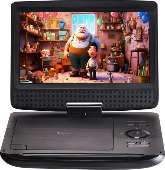Lecteur DVD Portable MT1097 Denver, 10 inch, Incl. Support d'appui-tête, USB, Écran rotatif, Noir