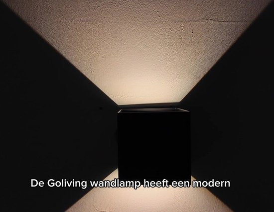 Lampe Goliving - Applique noire intérieur et extérieur - Lampe cube industrielle - Lampe d'extérieur - Eclairage LED étanche - Economique et inoxydable - 10x10x10 cm