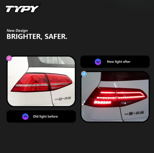 Kit de feux arrière LED TYPY pour VW Golf MK7 - Fumés - 2013-2019