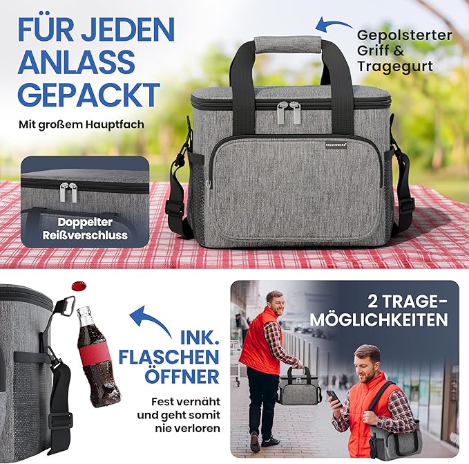 HELDENWERK Grand sac isotherme, pliable, glacière isolée, sac thermo, étanche et imperméable, sac à pique-nique, sac à déjeuner, sac thermo, sac isotherme