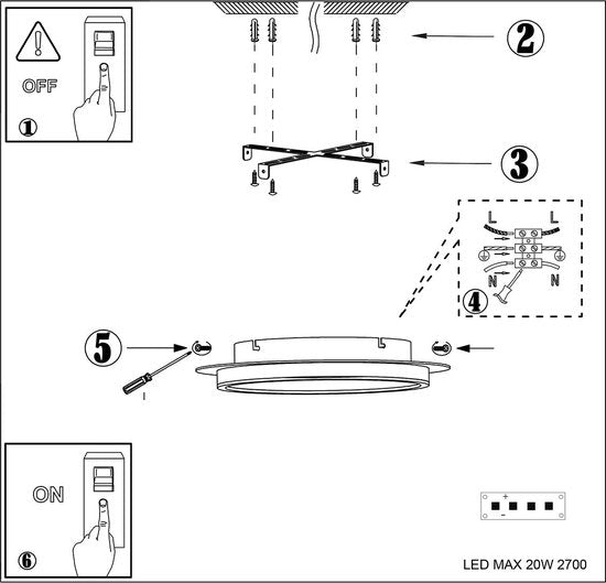Plafonnier Ringlux 3655ZW, luminaire noir Ø 32 cm à lumière LED chaude, en métal et plastique, design tendance, marque Steinhauer