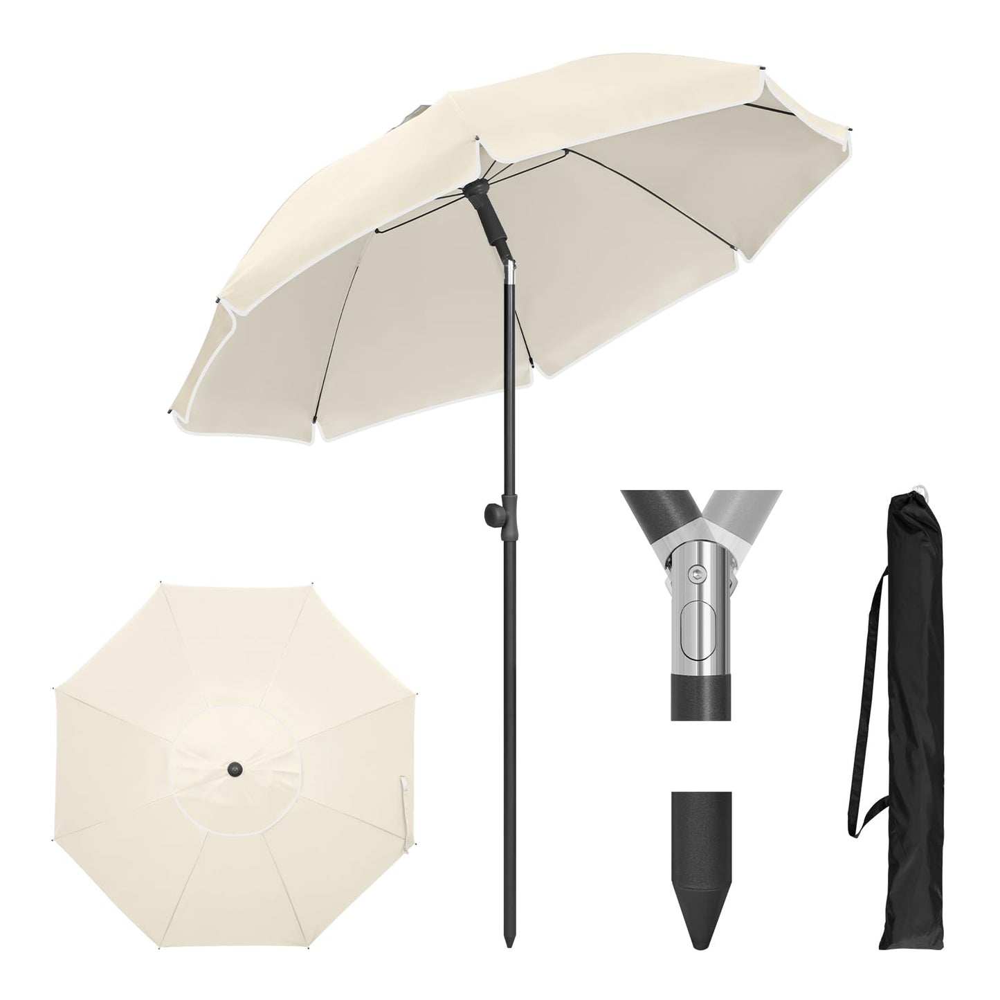 Parasol de balcon Woltu - Rond - Réglable - 155 cm - Beige
