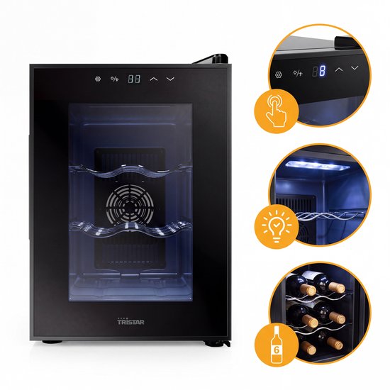 Tristar WR-7506 - Cave à vin 6 bouteilles - Armoire à vin - 5 ⁰C à 18 ⁰C - Noir