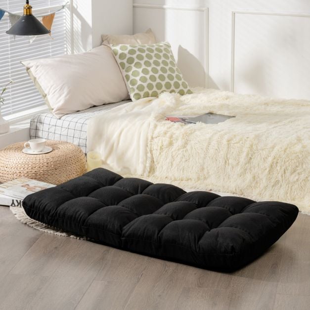 Fauteuil de sol réglable Coast – 14 positions d'inclinaison du dossier – 106,5 x 55,5 x 10 cm – Noir