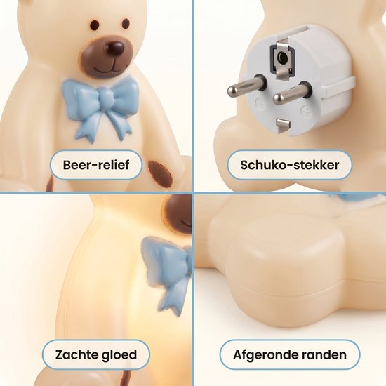 Cheqo® Veilleuse pour enfants, pour chambre d'enfant et chambre de bébé - Veilleuse pour bébé « Petit ours » - Veilleuse à brancher - Veilleuse LED pour chambre à coucher - Veilleuse à brancher en forme d'animal - Veilleuse à brancher blanc chaud pour enf