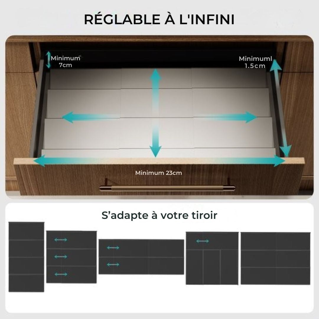 Tiroir à épices Soothe pour 24 pots à épices - Extensible - Étagère à épices - Acier inoxydable