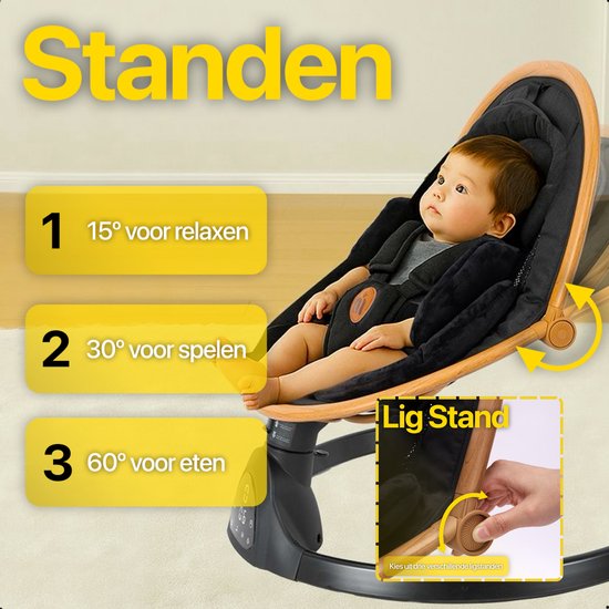 MATTI® - Berceuse électrique - Balançoire pour bébé - Balançoire - Babyswing - Bluetooth et télécommande inclus