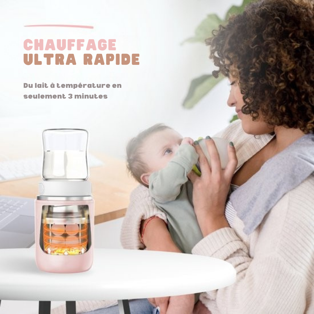 Chauffe-biberon Vulpes Goods® - Portable et intelligent - 4 niveaux de température - Sans fil - Rose