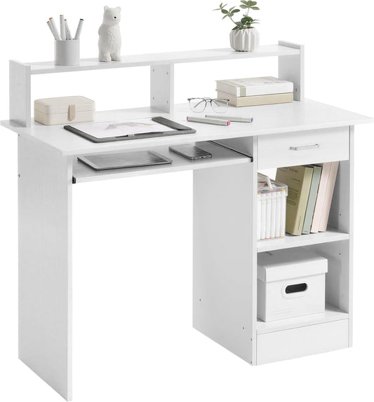 Bureau d'ordinateur Yaheetech avec tiroir pour clavier - Blanc - 106,7 x 50,8 x 94 cm