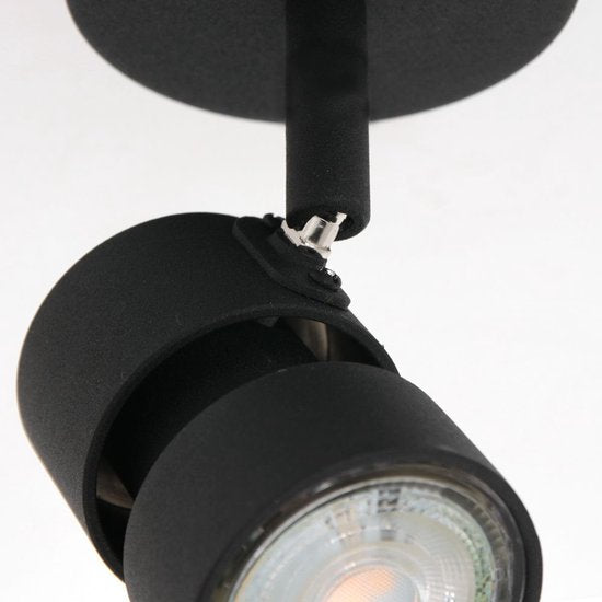 Spot Natasja 7901ZW : spot noir à 1 focale en métal avec ampoule GU10 à intensité variable, design moderne et orientable, adapté à un usage intérieur, Steinhauer