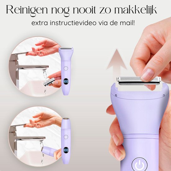Rasoir 3 en 1 avec écran - Visage - Aisselles - Jambes - Maillot - Sansbeauté® - Rasoir Femme - Epilateur électrique - Epilation visage femme - Tondeuse Femme - Rasoir Bikini - USB Rechargeable