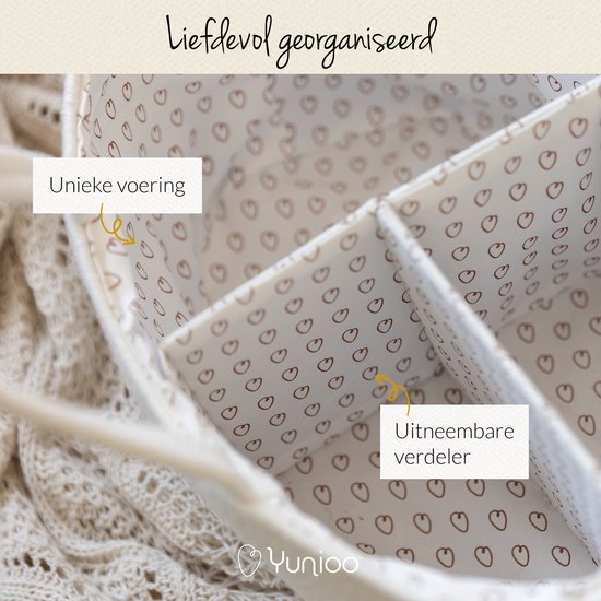 Yunioo Sac à couches et panier à langer │ Panier à couches pour accessoires de chambre de bébé │ Organisateur de couches │ Panier de rangement pour chambre de bébé │ Cadeau de maternité douche de bébé │Corbeille à jouets │ Crème