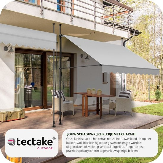 tectake - store à pinces - parasol - store - réglable - store à pinces - parasol balcon - 250 x 180 cm - gris clair - store - 404961