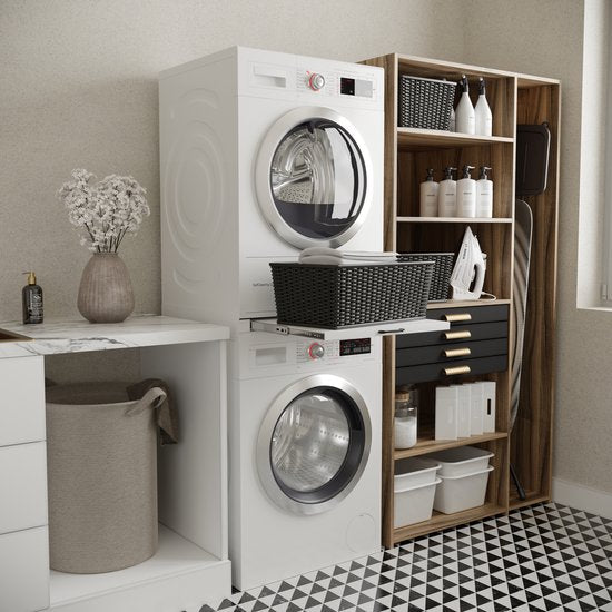 Wasophoogte® Rehausse pour lave-linge et sèche-linge - Kit d'empilage pour lave-linge et sèche-linge - Cadre intermédiaire - Compatible avec tous les modèles - Blanc