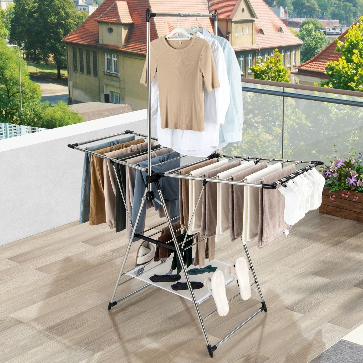 Séchoir Coast avec support de suspension - 158 x 61 x 192 cm - Silver