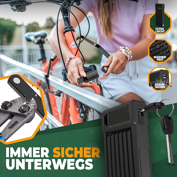 MIVELO Cadenas pour vélo - Cadenas pliant avec support et clé - 85 cm - Noir
