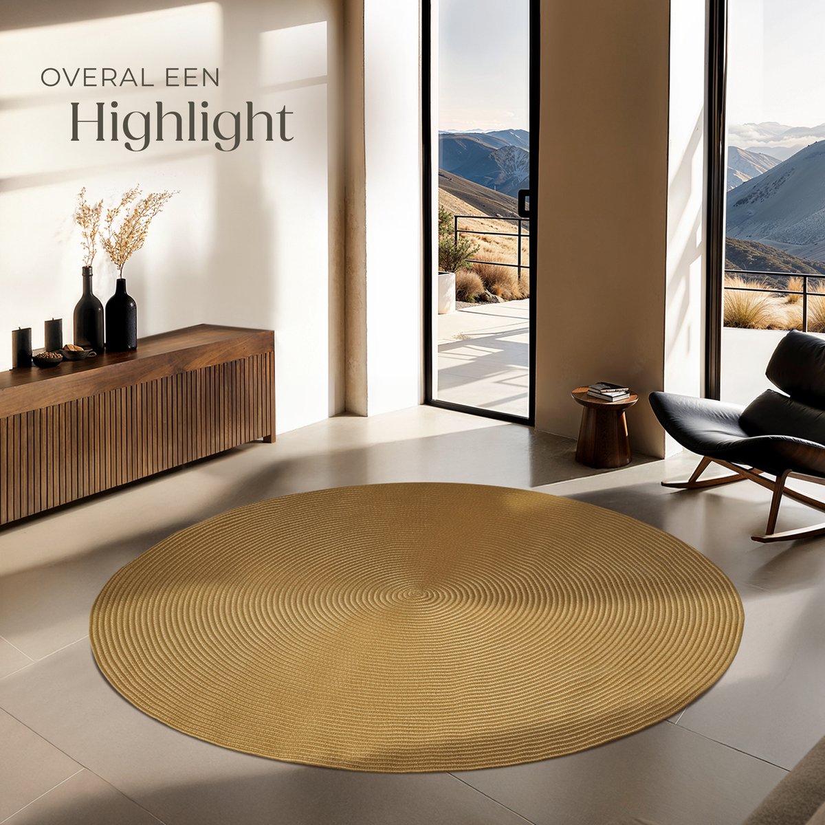 tectake® tapis tressé Raya - Ø 160 cm - aspect jute brun