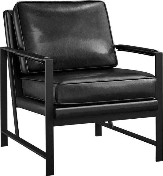 Fauteuil relax rétro Yaheetech en similicuir, noir