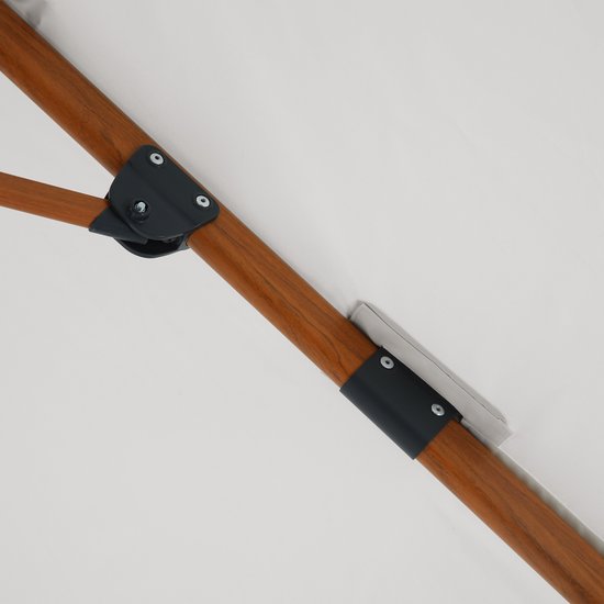 Parasol suspendu AXI Marisol Ø 300 cm, aspect bois/beige, housse incluse – Armature en aluminium thermolaqué avec pied en croix – Rotation à 360° – Inclinable – Toile anti-UV