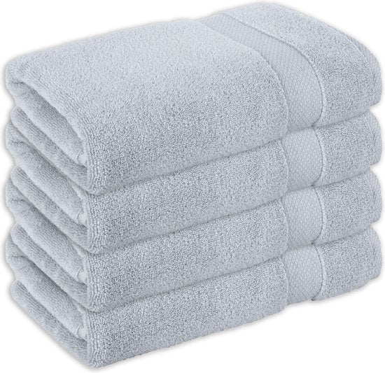 Vitality Pur - Serviettes Collection Sofia - Set de serviettes 50x90 - 100% Coton - Gris - 4 pièces