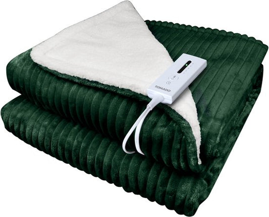 Tomado TEB1804G - Couverture électrique - Couverture à enrouler - Couverture chauffante - Tissu polaire ultra-doux - 180 x 130 cm - Vert
