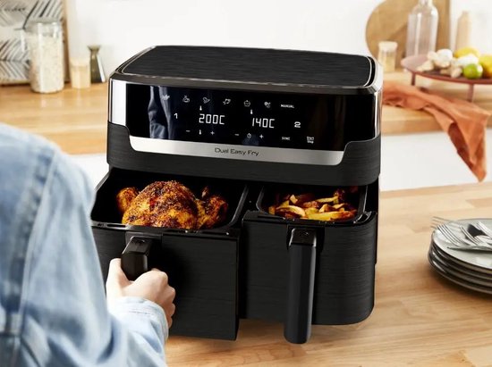 Tefal EY901N10 Dual Easy Fry Essential - Friteuse d'air - 2700W - 8.3L - Noir