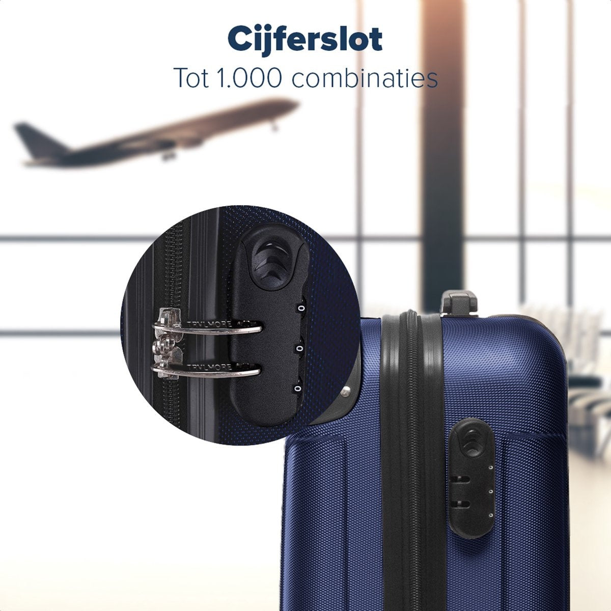 TRVLMORE Set de valises - 2 pièces - 38L (bagage à main) + 110L - Bleu foncé