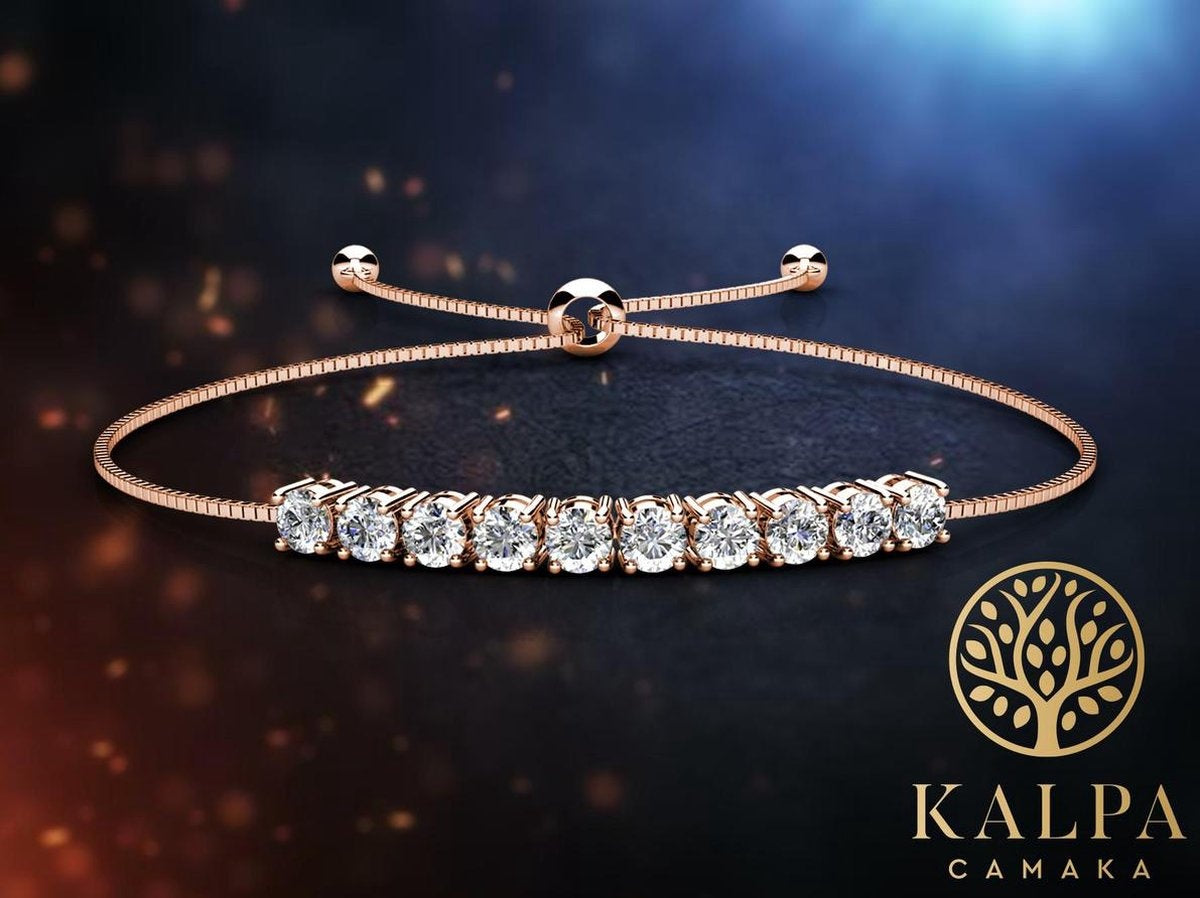 Yolora - Bracelet pour dames avec 10 cristaux Kalpa Camaka - couleur Ros� - plaqué or 18K Ros�