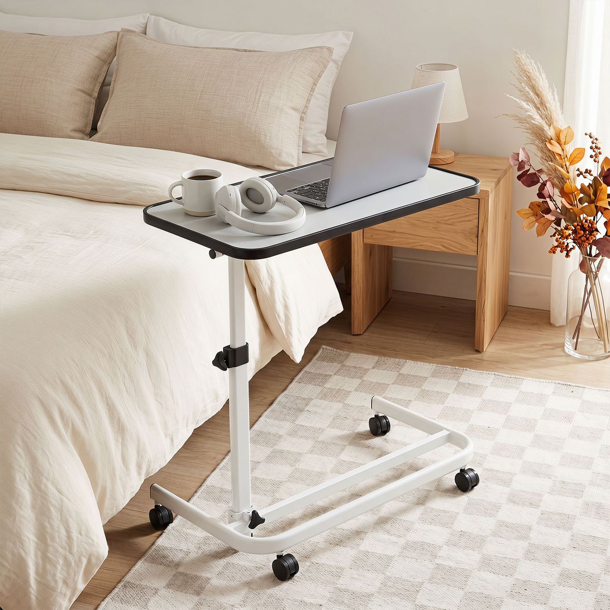 Table de lit mobile Coast - hauteur réglable - plateau inclinable - blanc